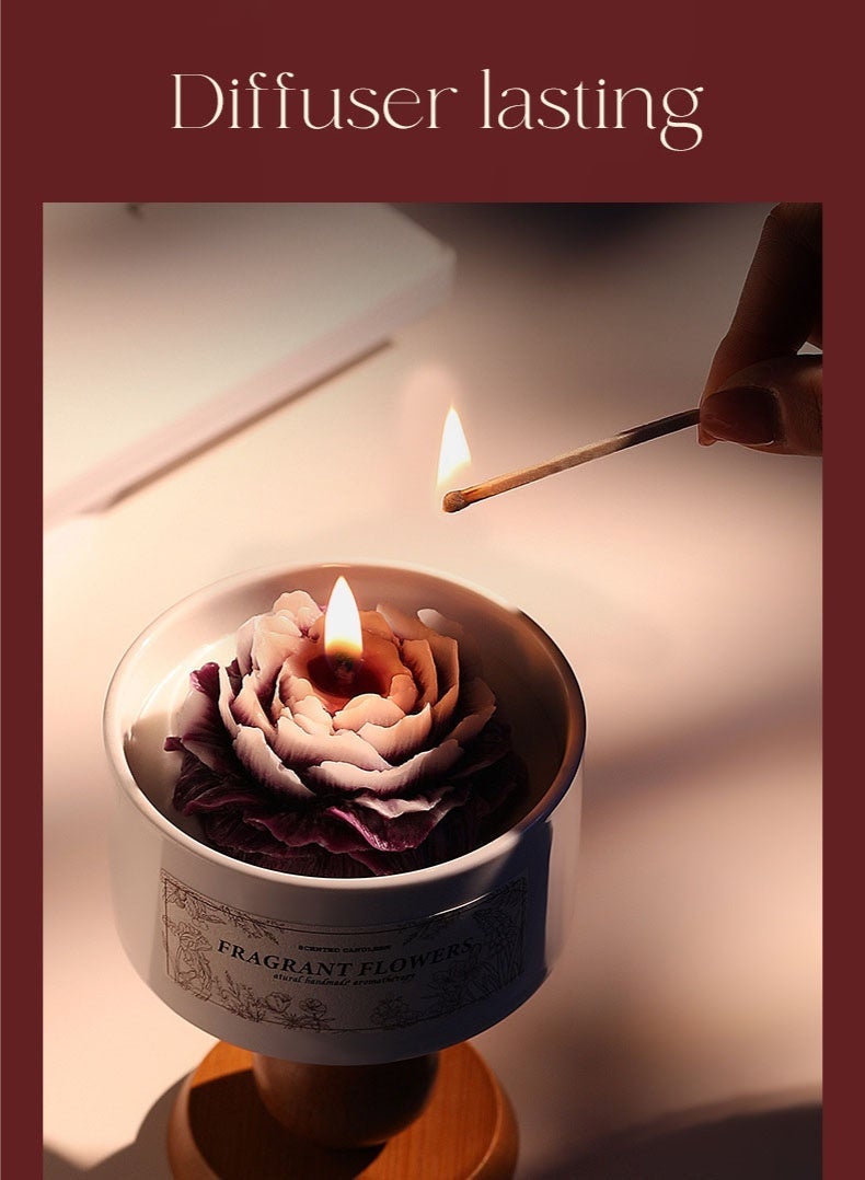 جولدن شمعة فاخرة على شكل وردة، شموع معطرة (برائحة الورد، القرنفل، الأبنوس، والفانيليا)، مغلفة كهدية، معطرة، ديكور منزلي فاخر، هدية عيد ميلاد، برائحة الورد والغاردينيا، هدية تخرج، زفاف، أو منزل جديد. - Image 5
